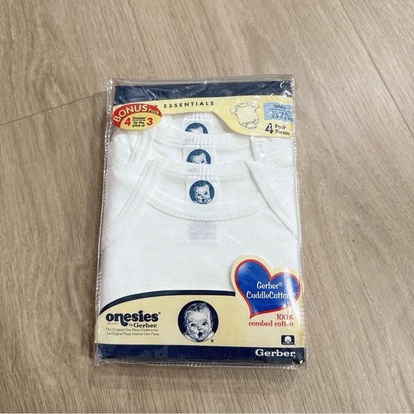 Gerber White baby onesies cotton 4 packs Essential Accessory - Picture 1 of 1